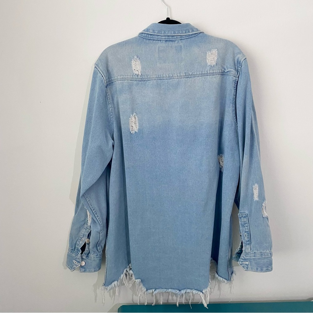 Distressed Denim Shacket - Picture 4 of 4